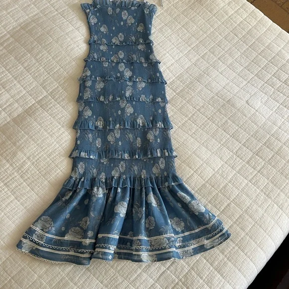 V. Chapman Geranium Strapless Dress with Ruffle Detail - Picture 4 of 7